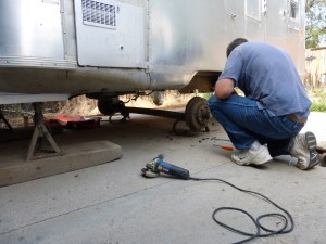 Dropping the old axle.